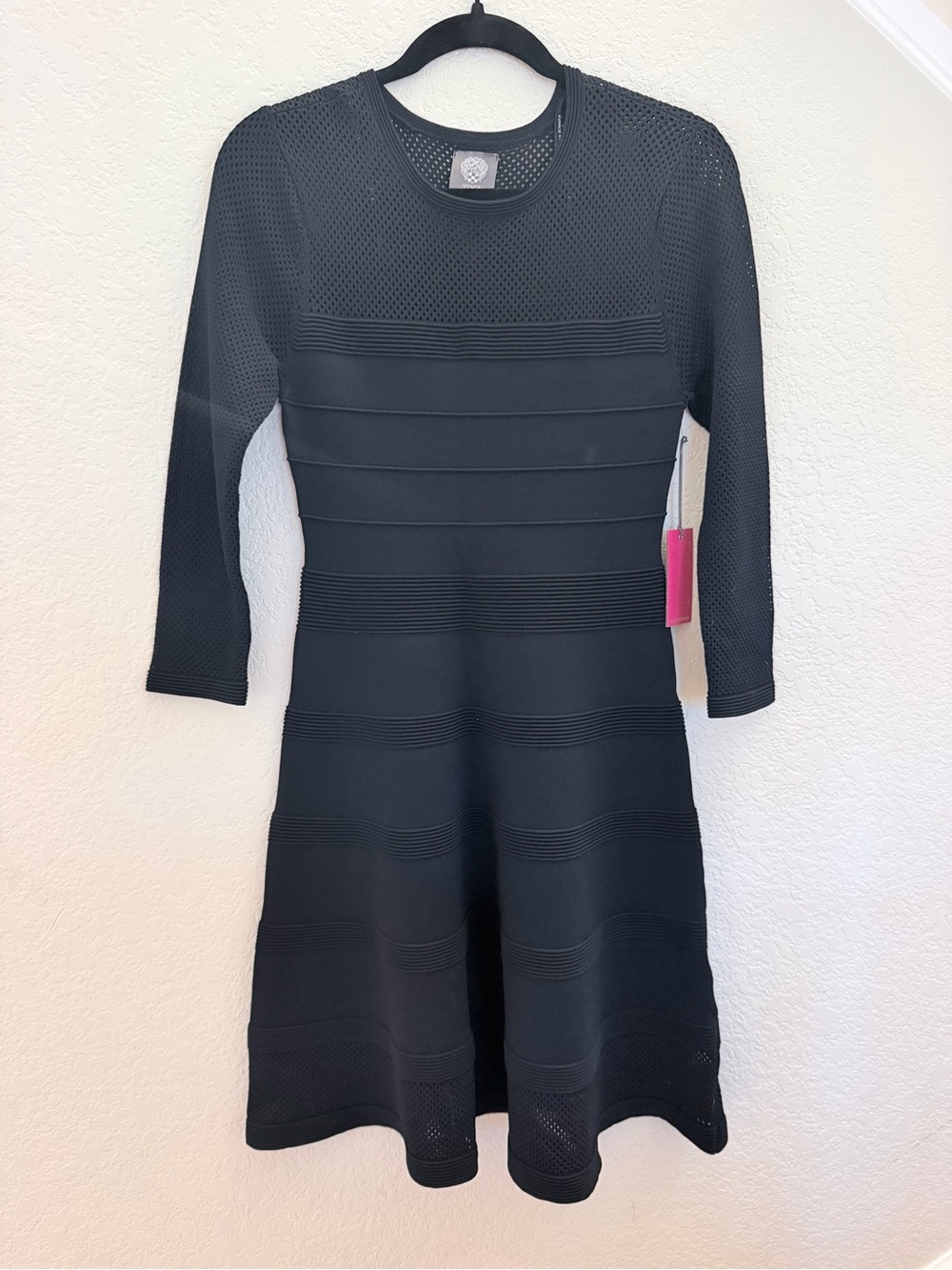 Vince Camuto Black Knit Fit and Flare Dress – Women's Size S – New With Tags
